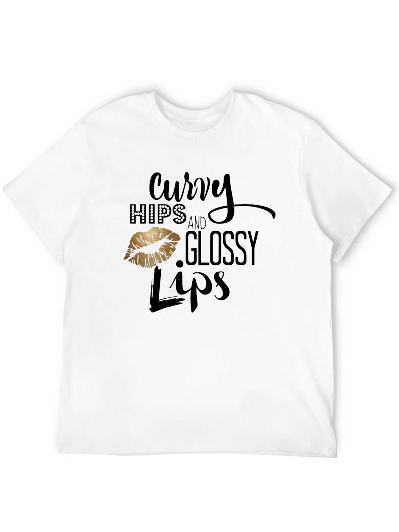 Black Curvy Hips & Glossy Lips Graphic Tee - Black view 12