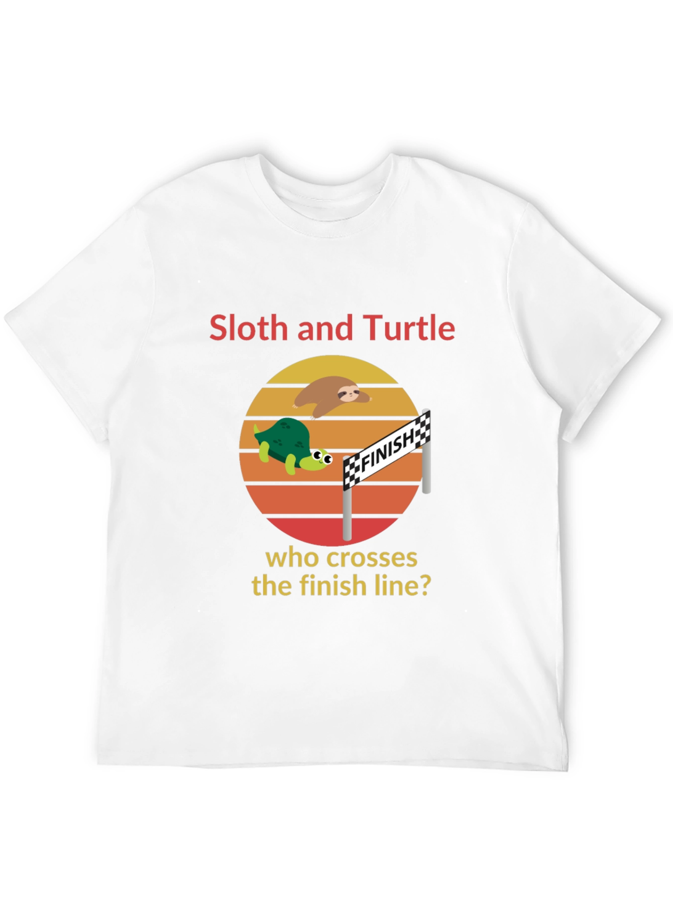 Black Sloth and Turtle Race T-Shirt Funny Graphic Tee view 12