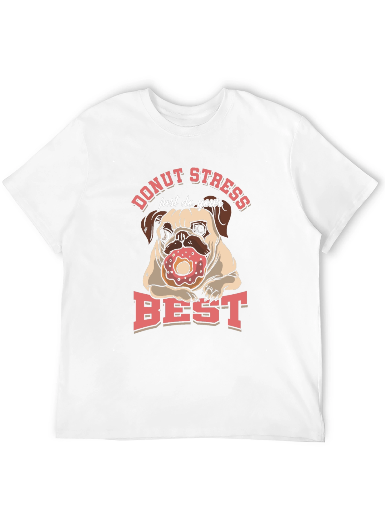 Black Donut Stress Pug T-Shirt view 12