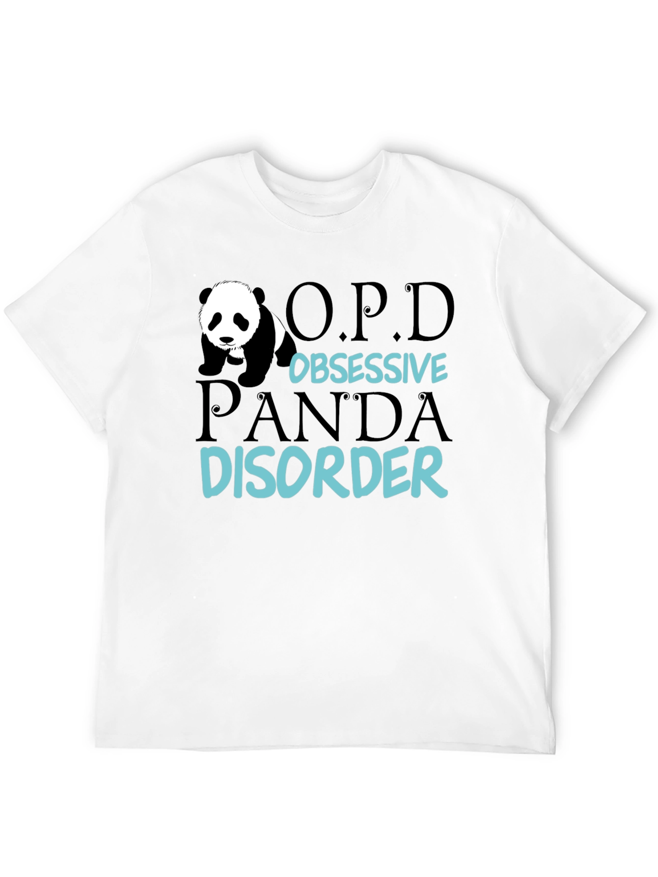 Black Obsessive Panda Disorder Funny Graphic Tee view 12