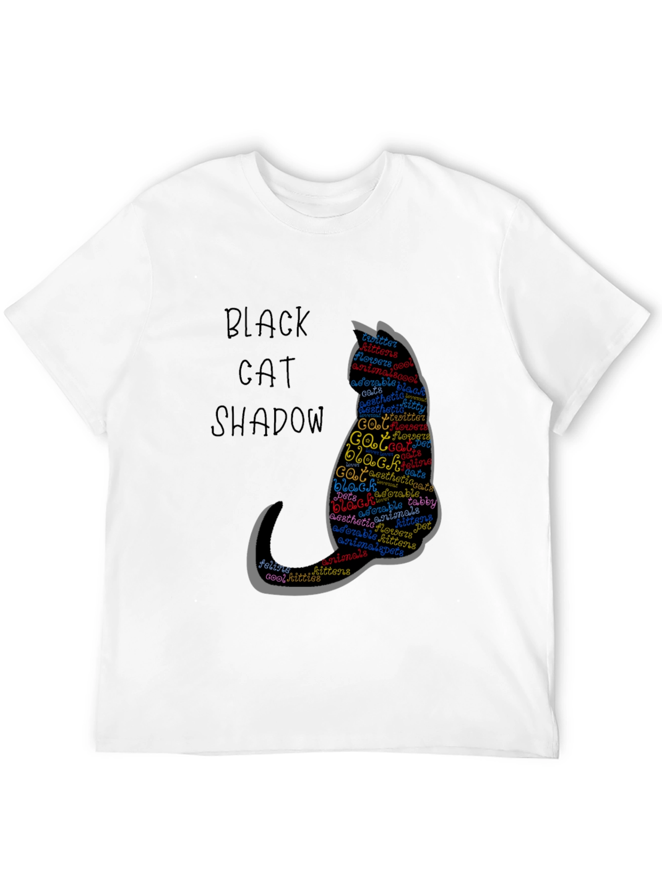Black Black Cat Shadow Word Art T-Shirt, Pet Lover Gift view 12