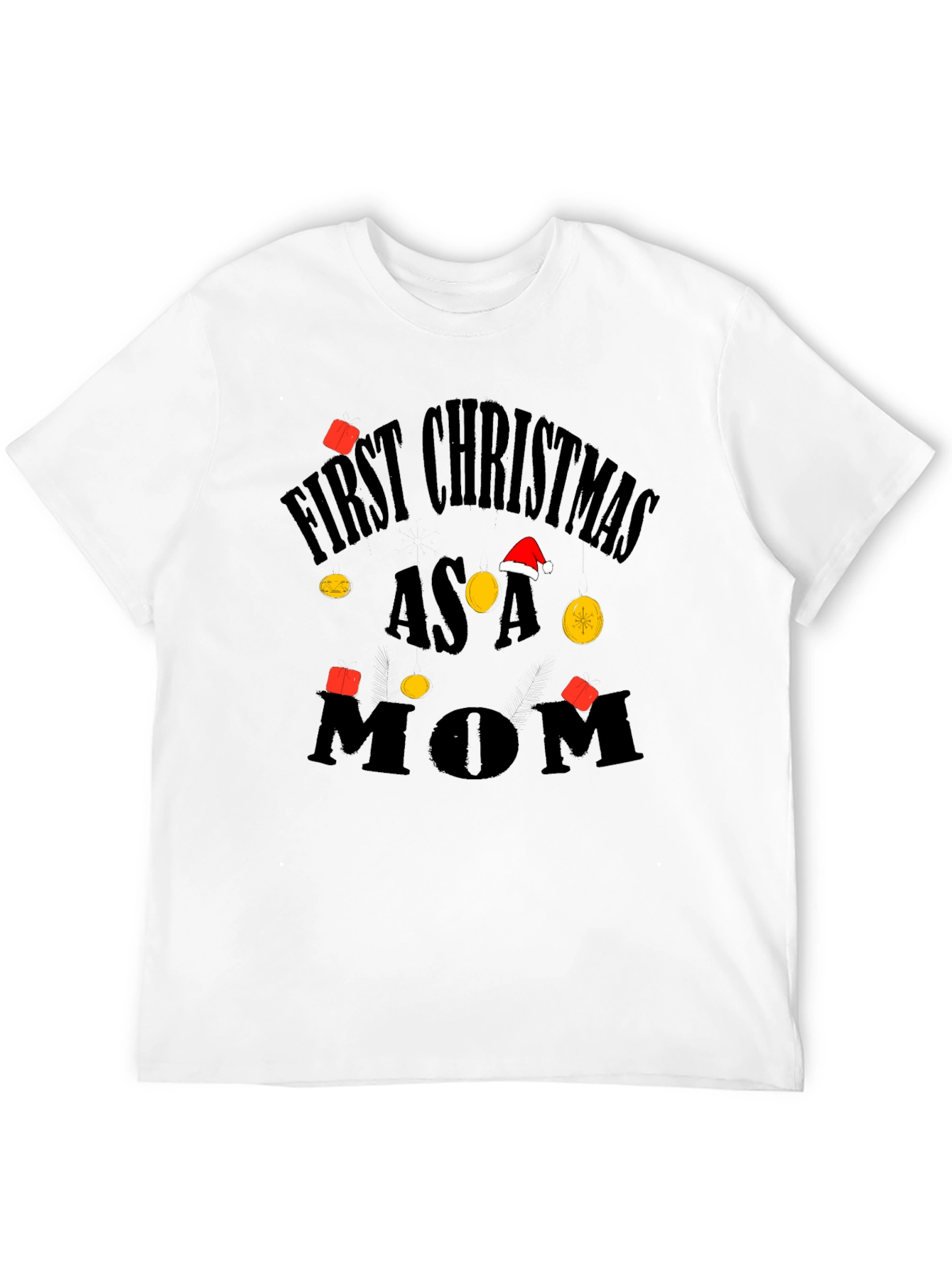 Black First Christmas as a Mom Black T-Shirt view 12