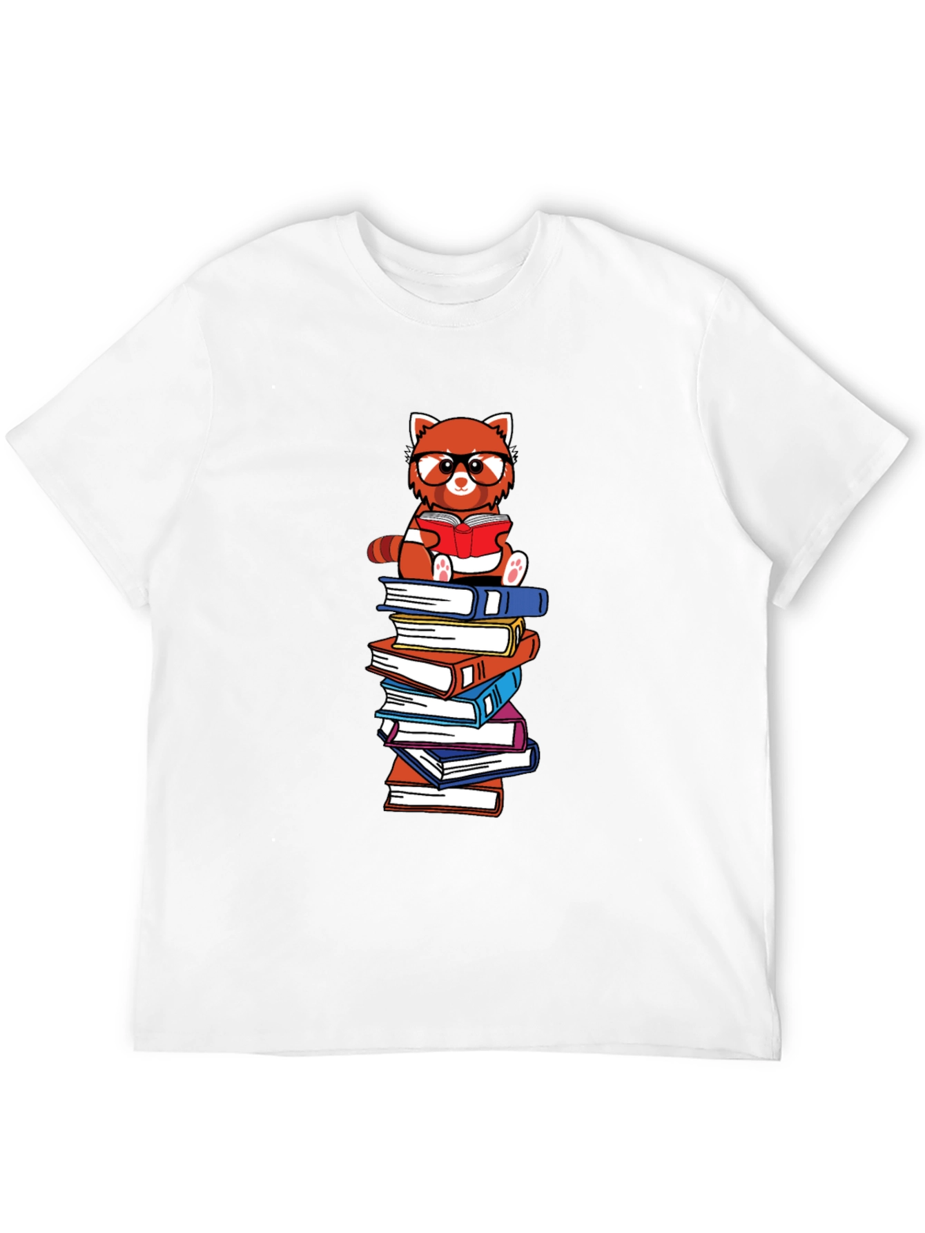 Black Red Panda Reader Graphic Tee - Book Lover T-Shirt view 12