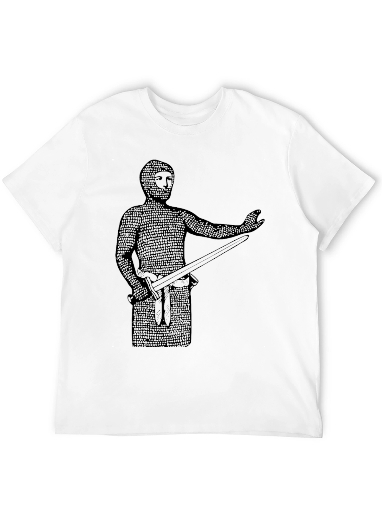 Black Medieval Knight T-Shirt - Chainmail Graphic Tee view 12