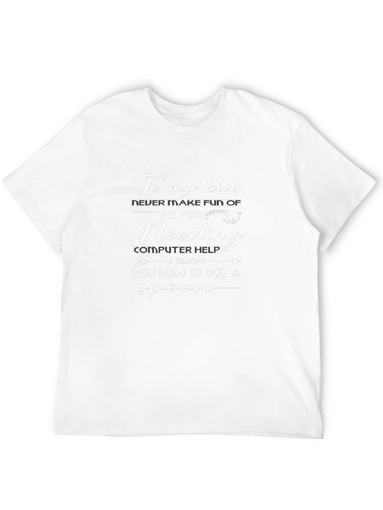 Black Funny 'To My Kids' Computer Help T-Shirt view 12