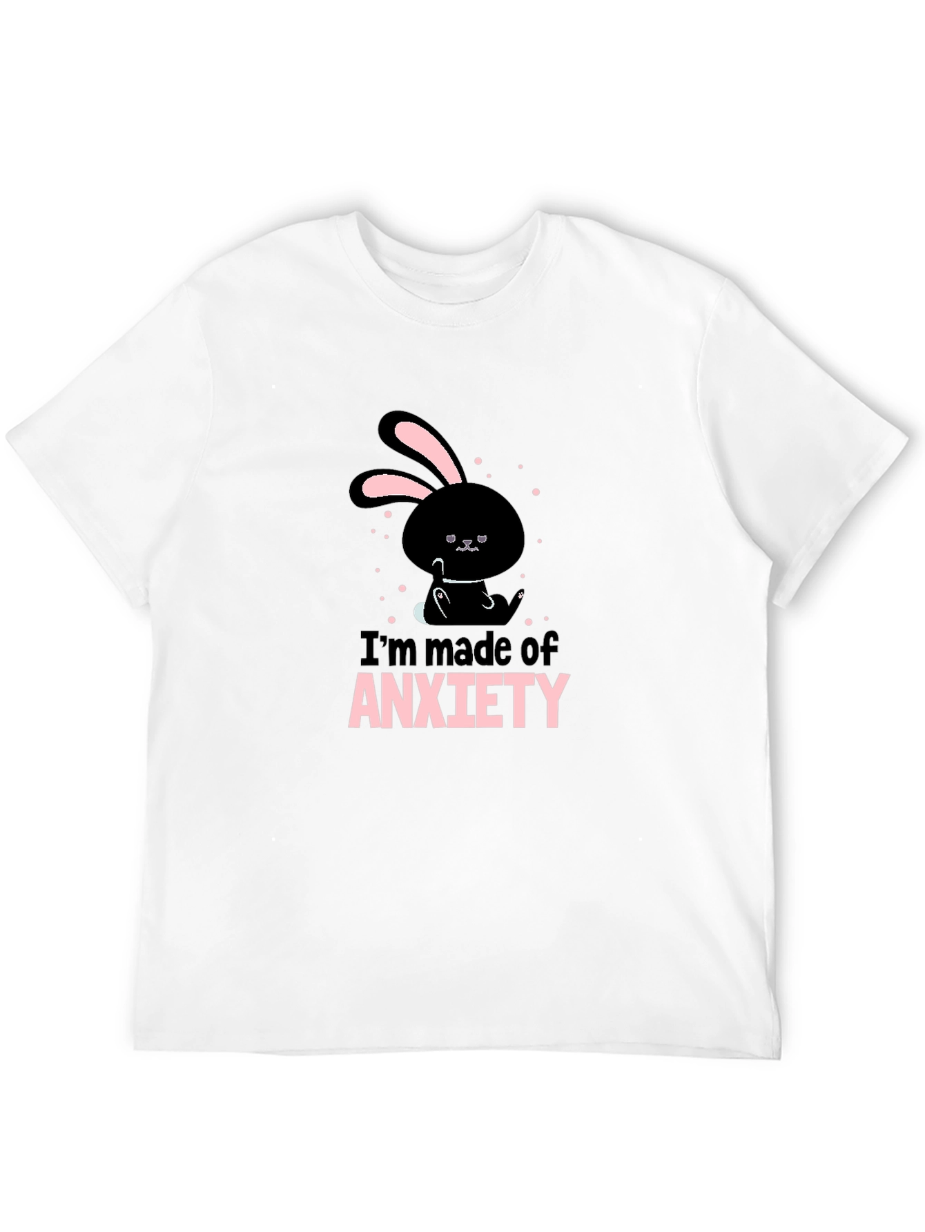 Black Anxiety Bunny Black T-Shirt - Soft Cotton Blend view 12