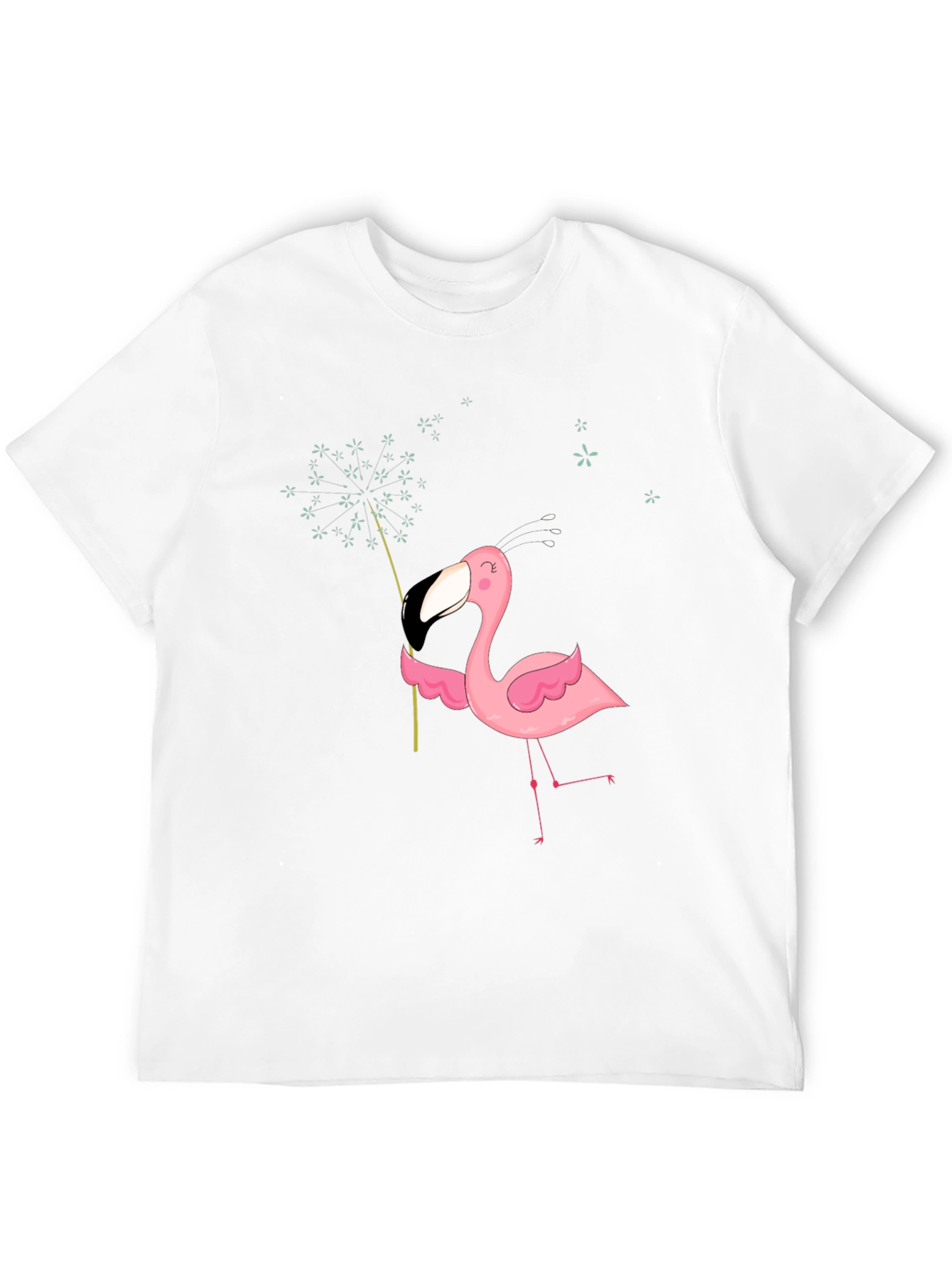 Black Men's Black T-Shirt with Flamingo Graphic view 12