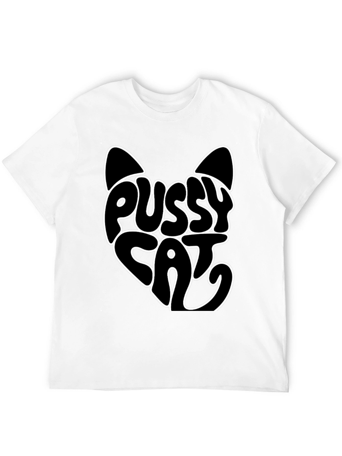 Black Pussy Cat Graphic Print Black T-Shirt view 12