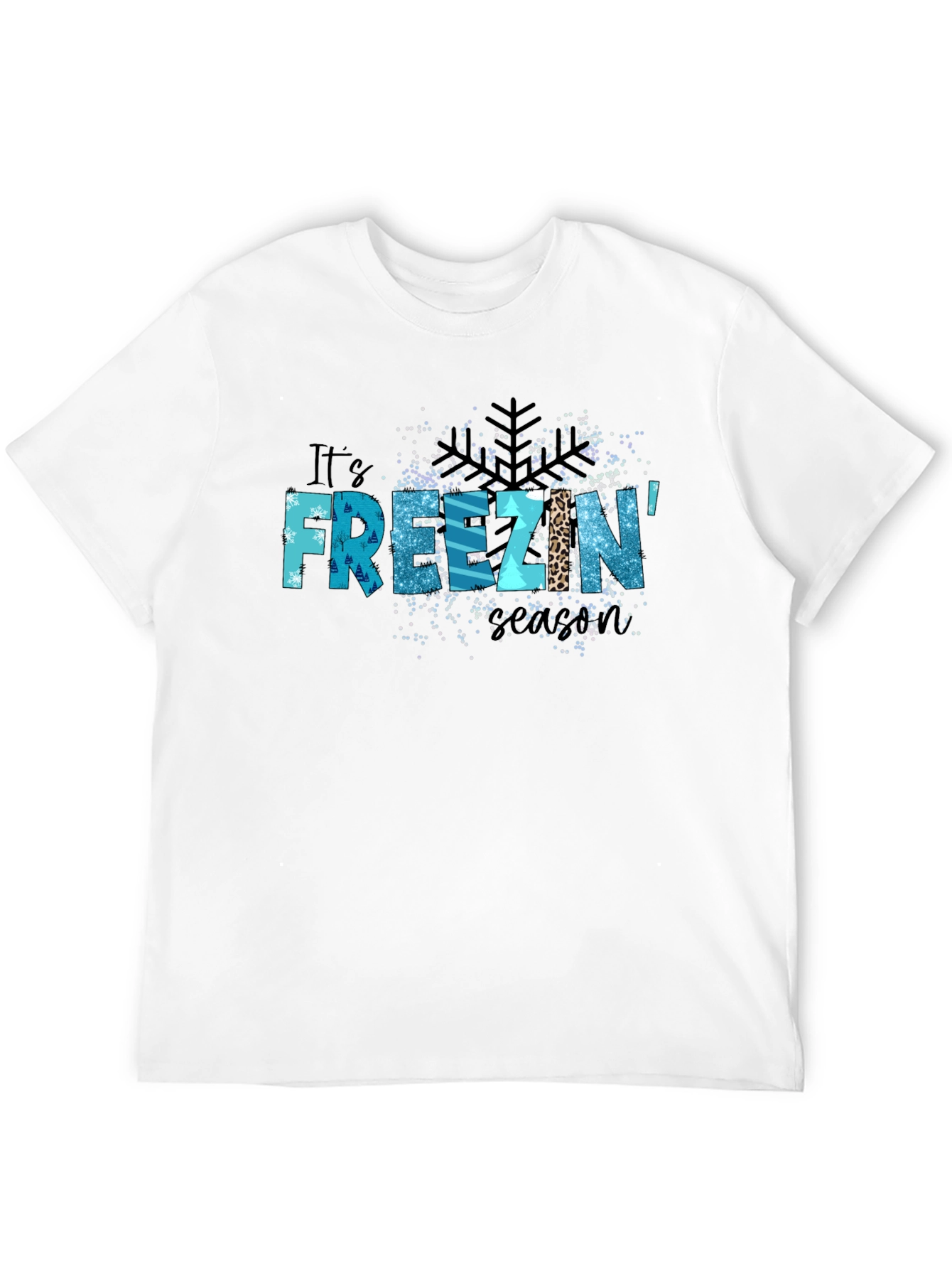 Black It's Freezin' Season Black Graphic T-Shirt view 12