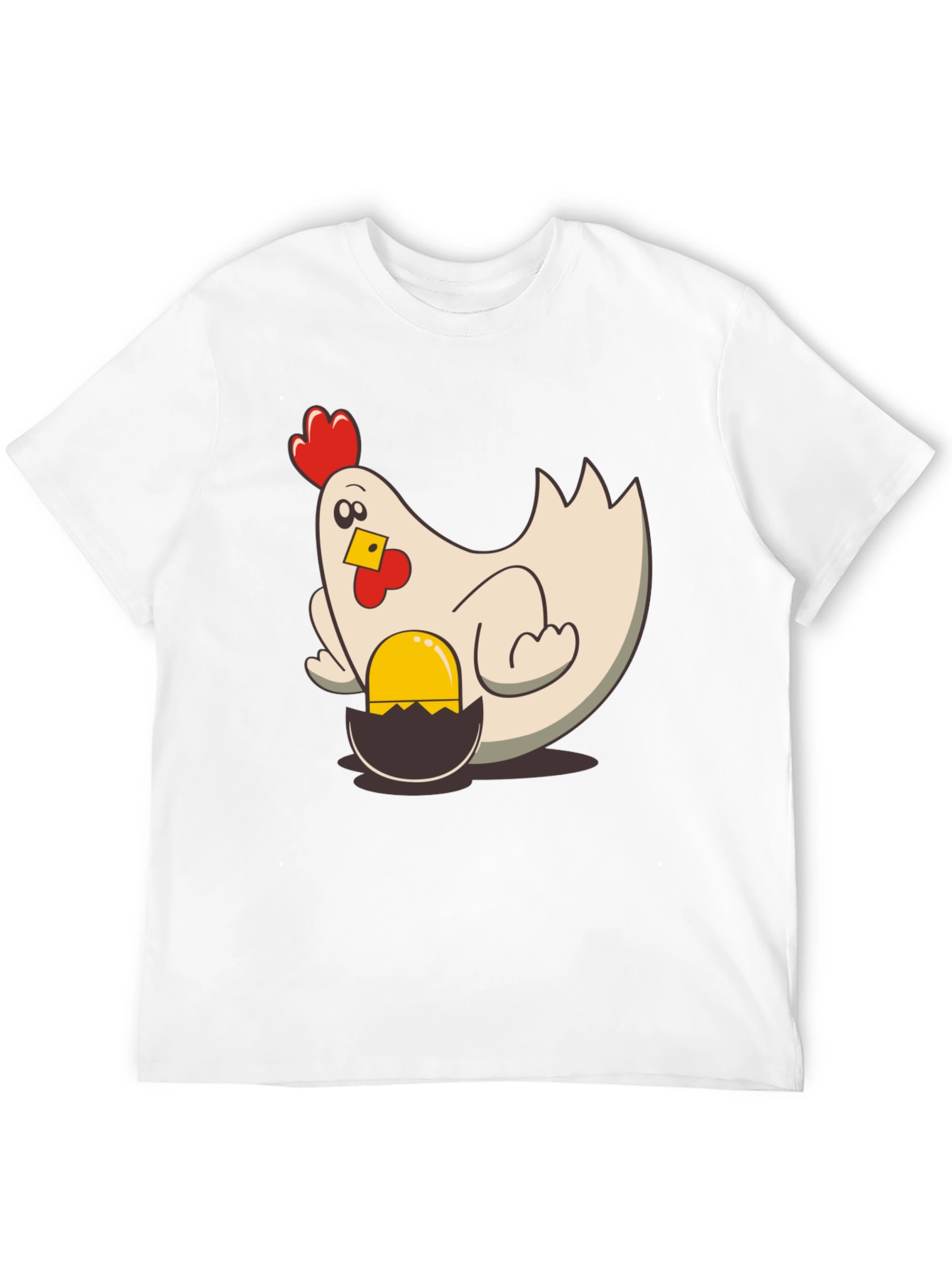Black Funny Chicken and Egg Cartoon T-Shirt view 12