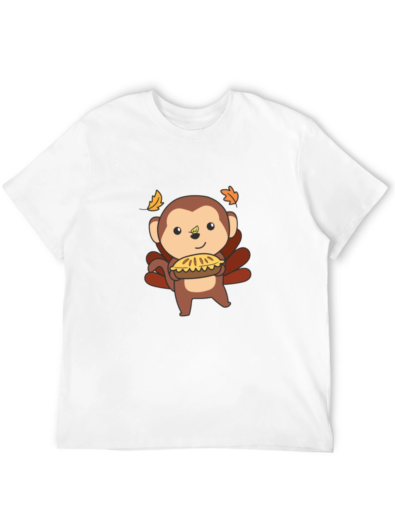 Black Thanksgiving Monkey Holding Pie Black T-Shirt view 12