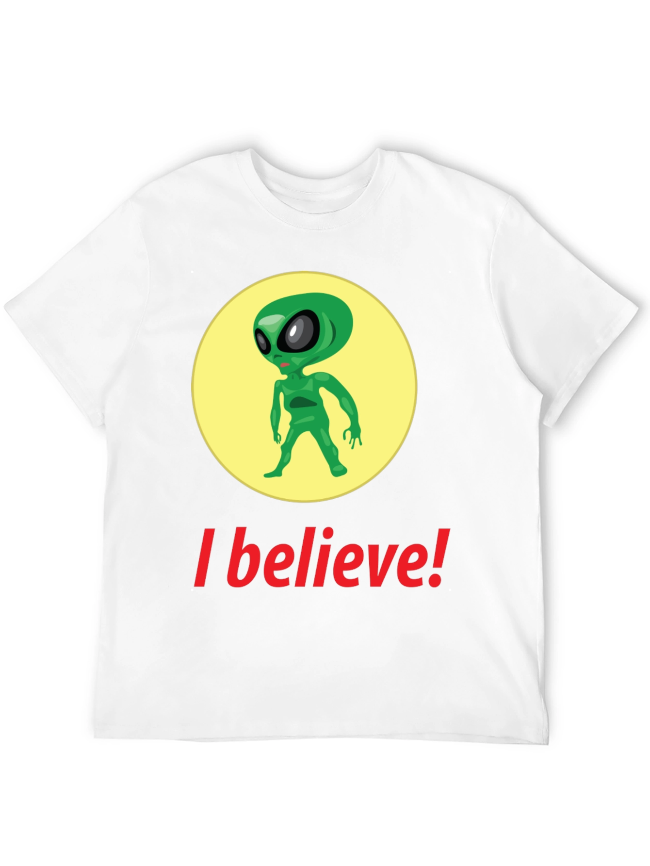 I Believe Alien Graphic Tee - Black Cotton T-Shirt - 12