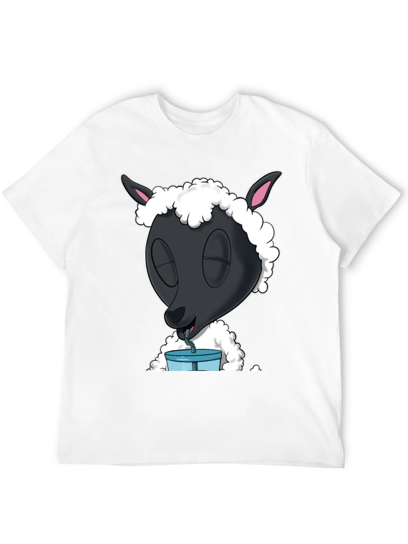 Black Black Sheep Drinking T-Shirt - Cartoon Style view 12
