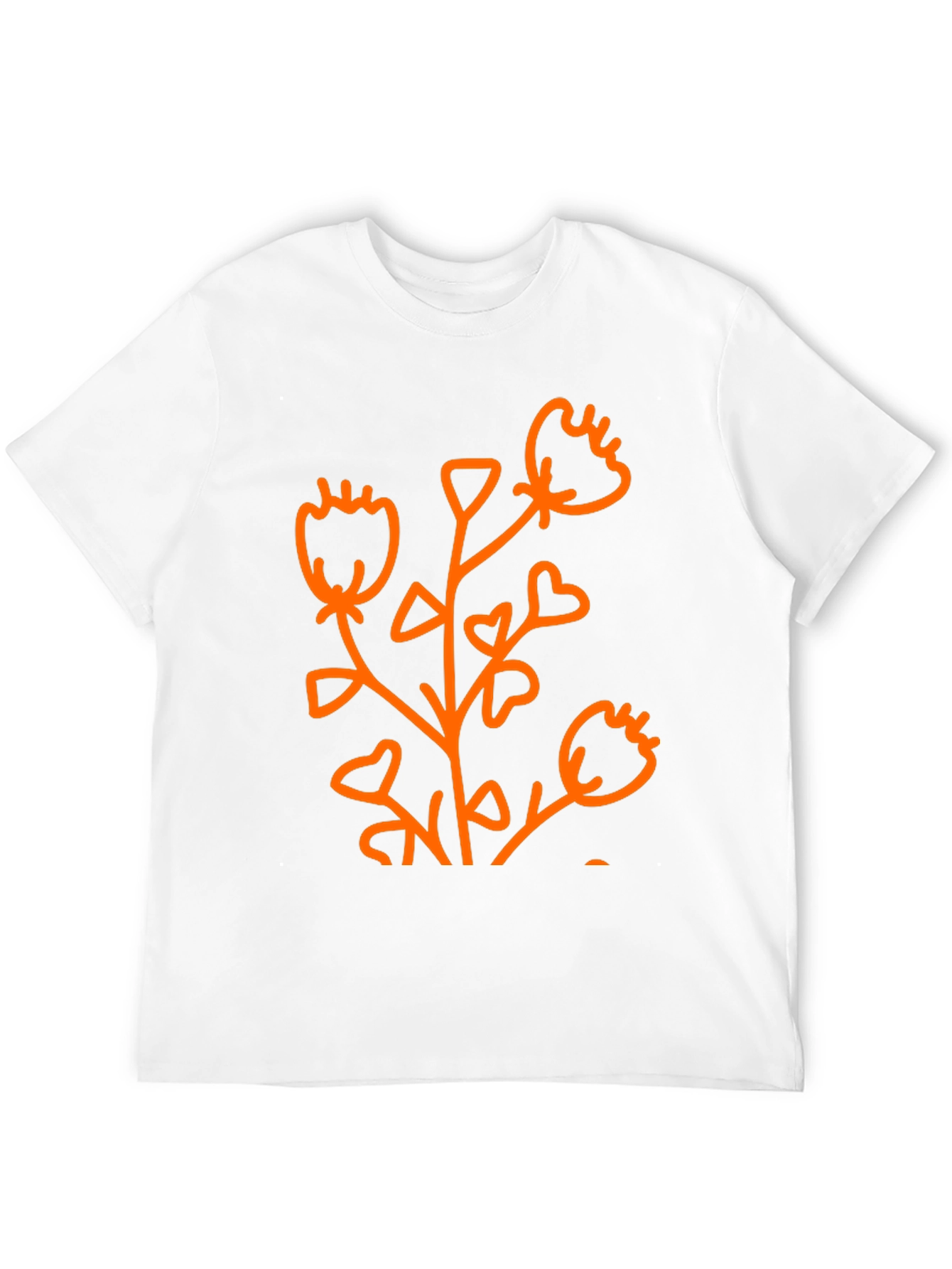 Black Black Graphic Tee - Abstract Orange Flower Design view 12
