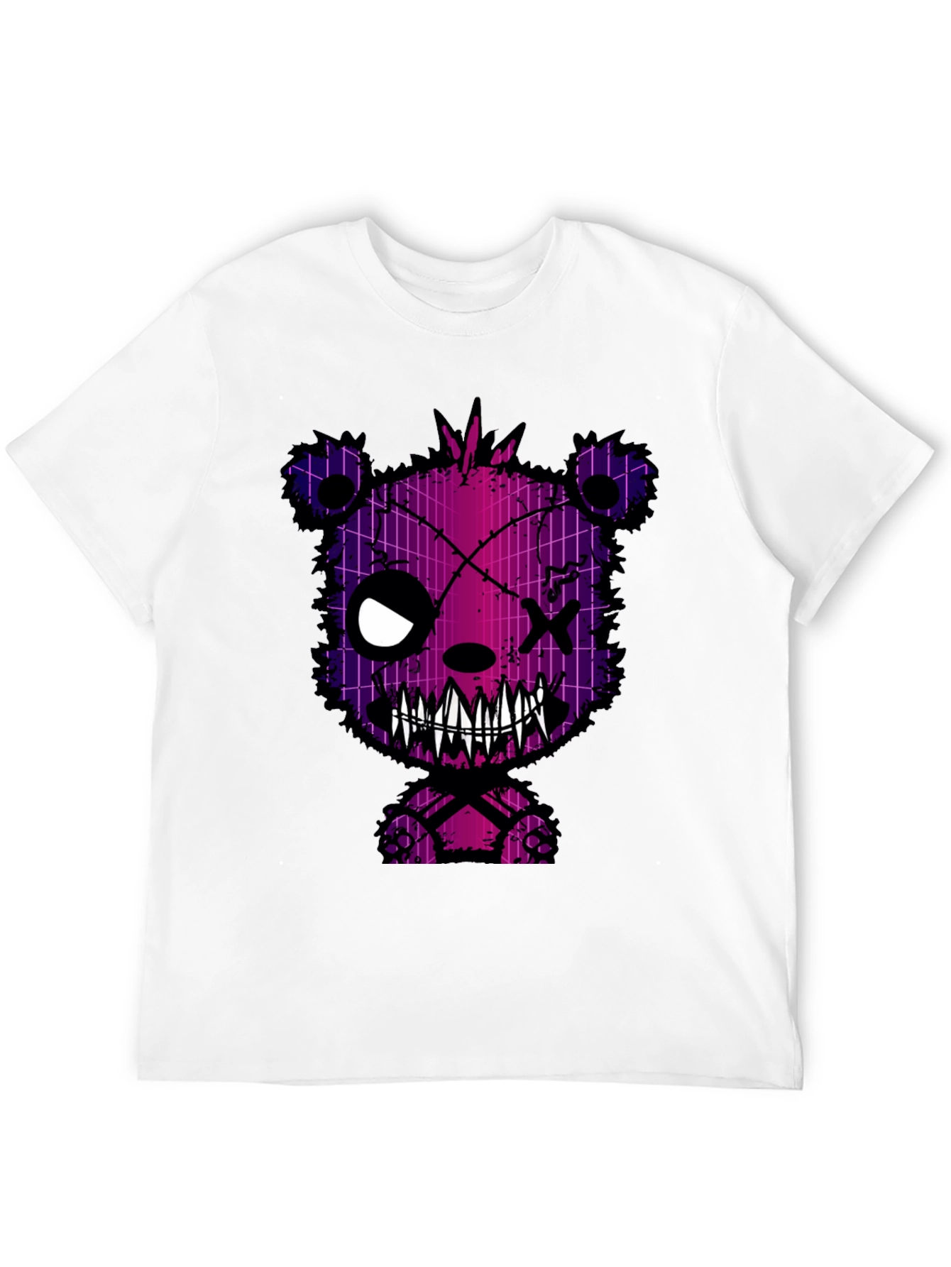 Black Creepy Bear Graphic Print T-Shirt view 12