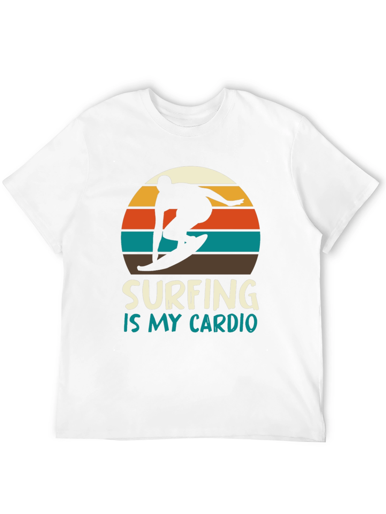 Black Surfing is My Cardio T-Shirt - Retro Sunset Design view 12
