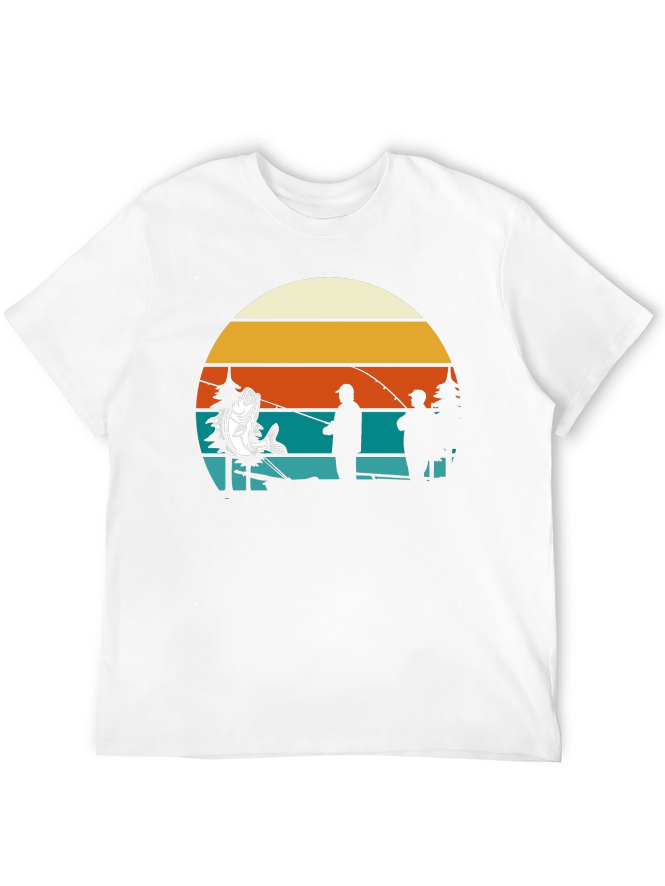 Black Fishing Retro Sunset T-Shirt view 12