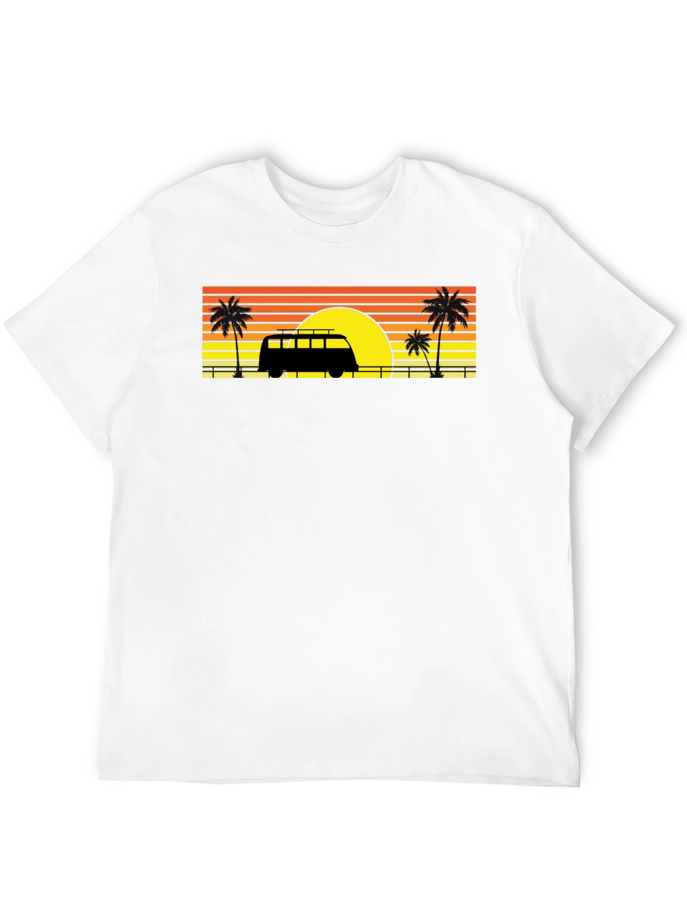 Black Sunset Van Palm Tee - Retro Beach Vibes view 12