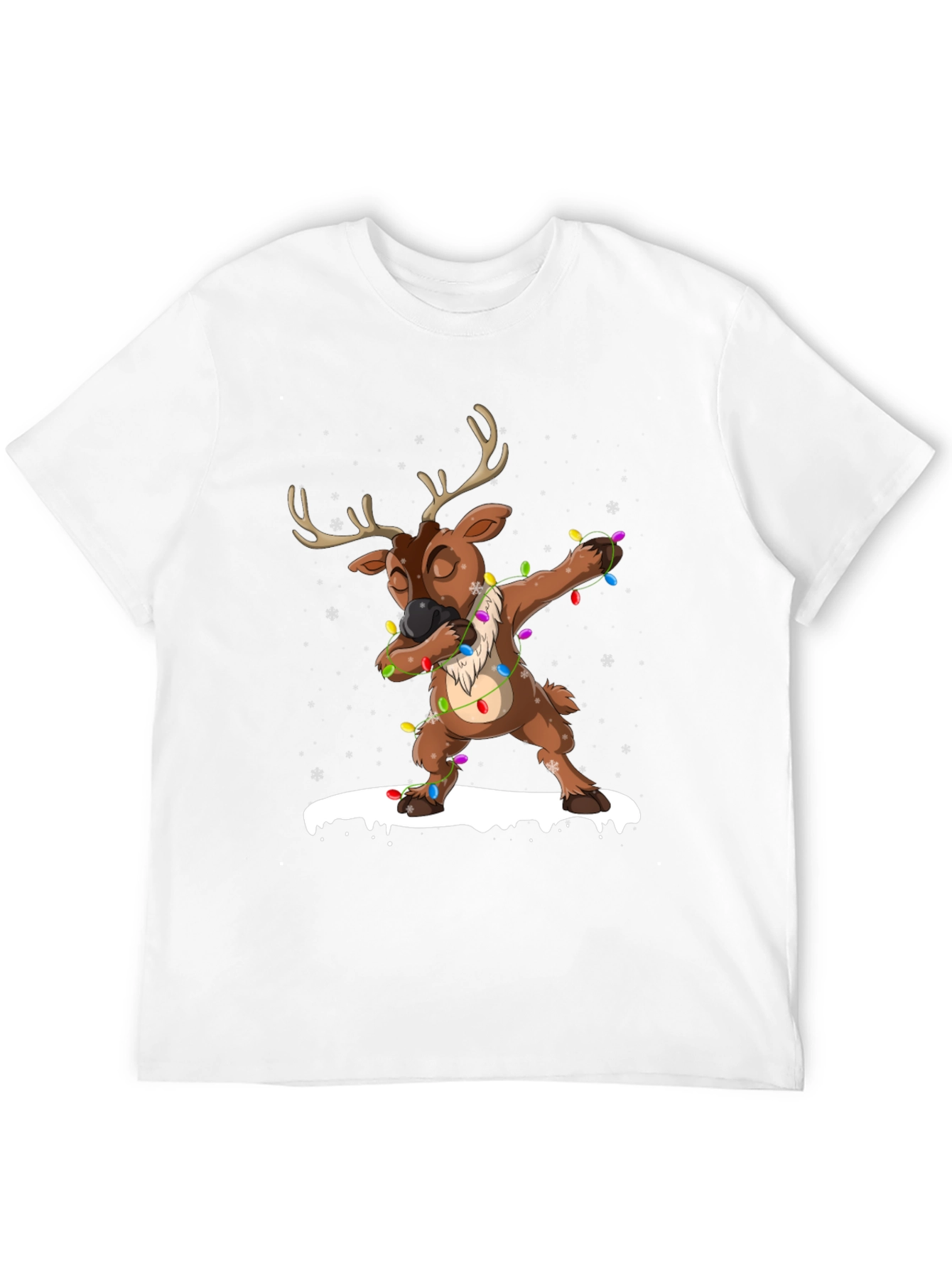 Black Dabbing Reindeer Christmas T-Shirt view 12