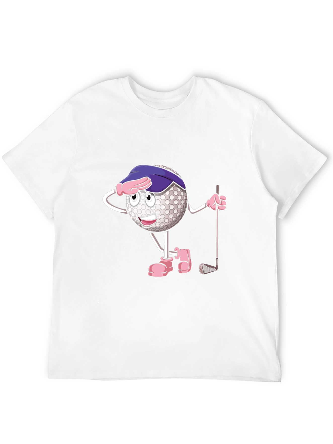 Black Funny Golf Ball Cartoon T-Shirt view 12
