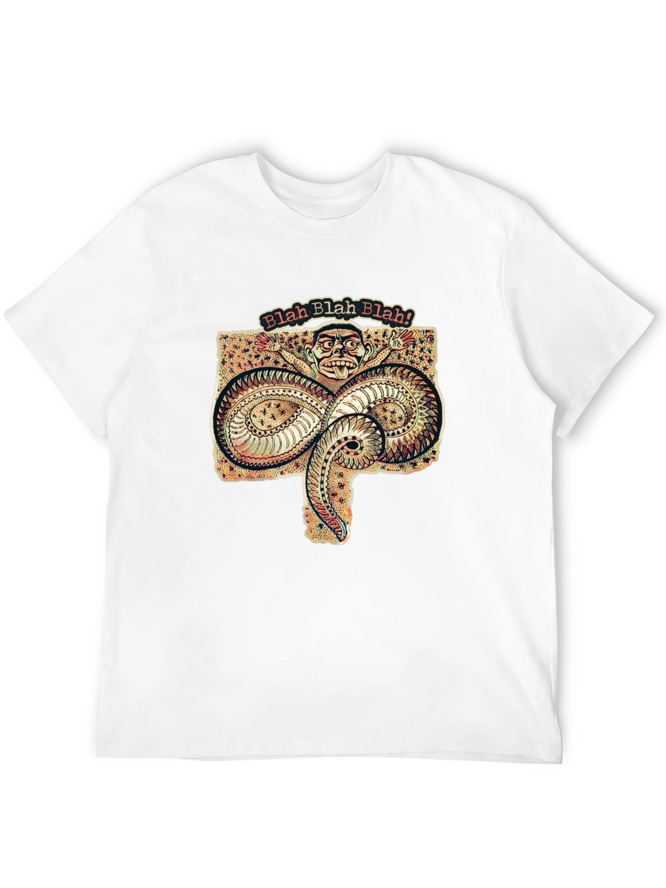 Black Blah Blah Graphic Tee - Unique Serpent Design view 12