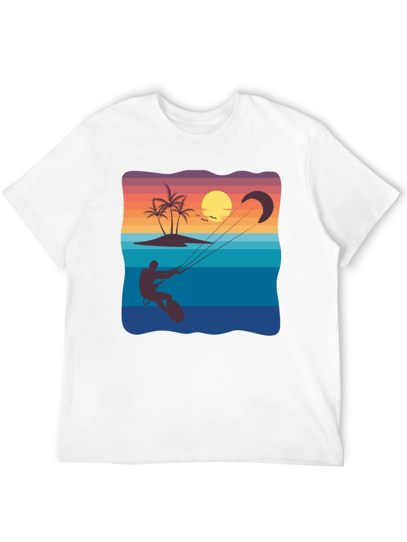 Black Sunset Kitesurfing Graphic Tee - Black Cotton Blend view 12