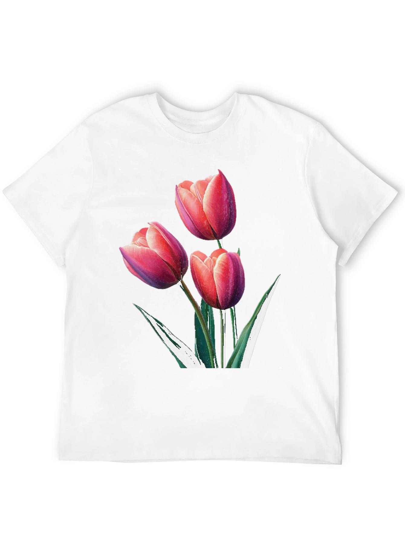 Black Floral Tulip Graphic Black Tee view 12