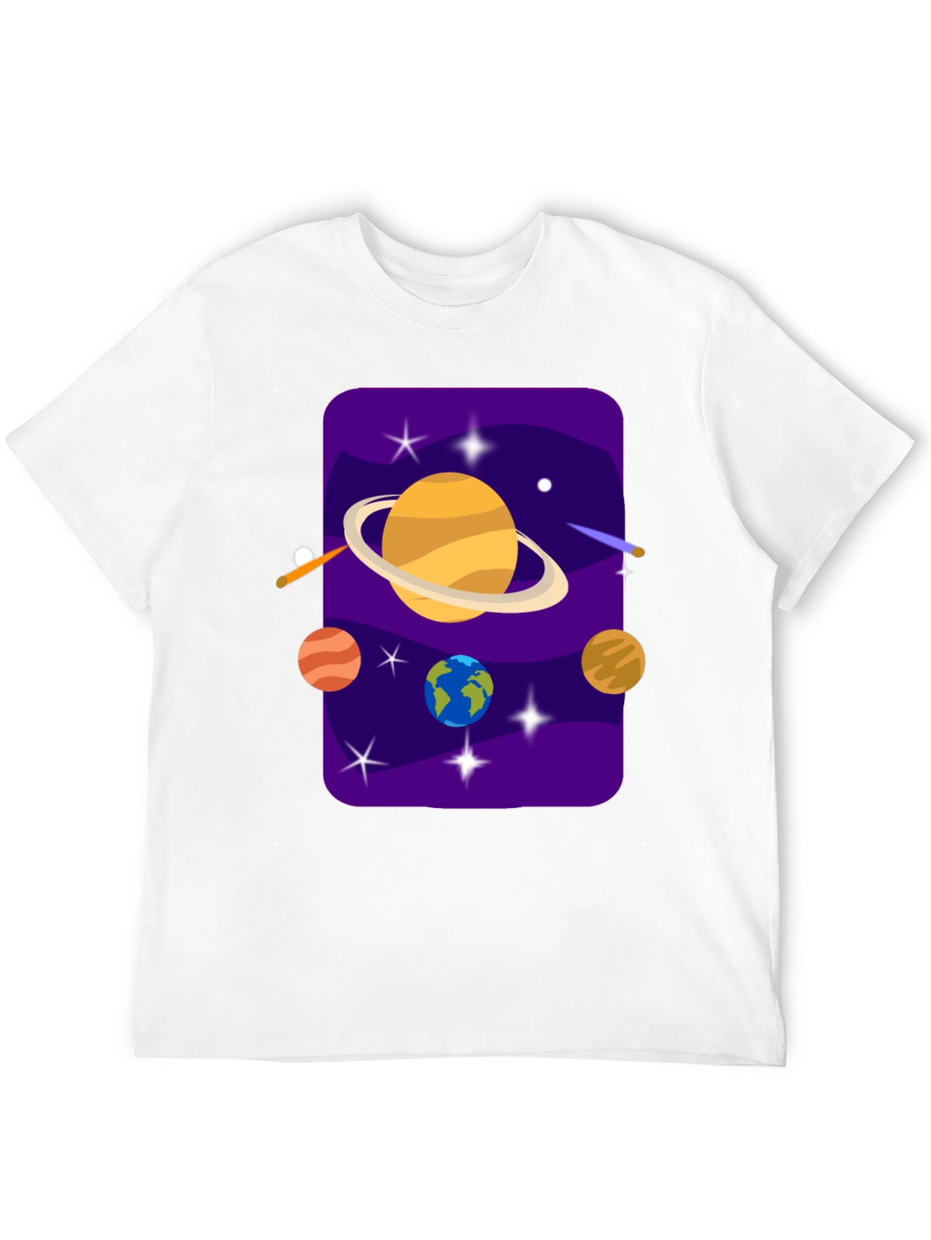 Black Space Galaxy T-Shirt - Planets and Stars Design view 12