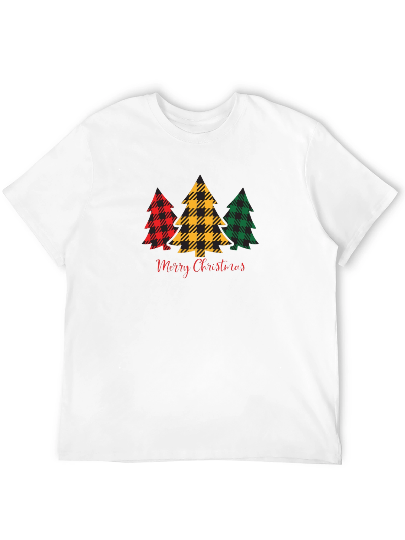 Black Plaid Christmas Tree Graphic Tee view 12
