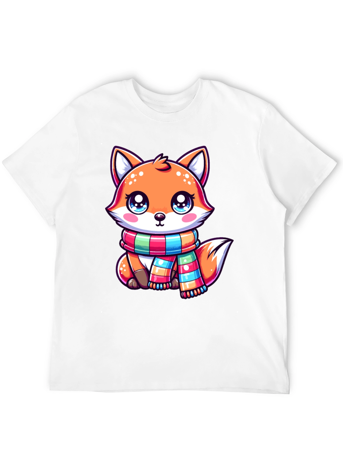 Black Cute Fox Scarf Graphic Tee view 12