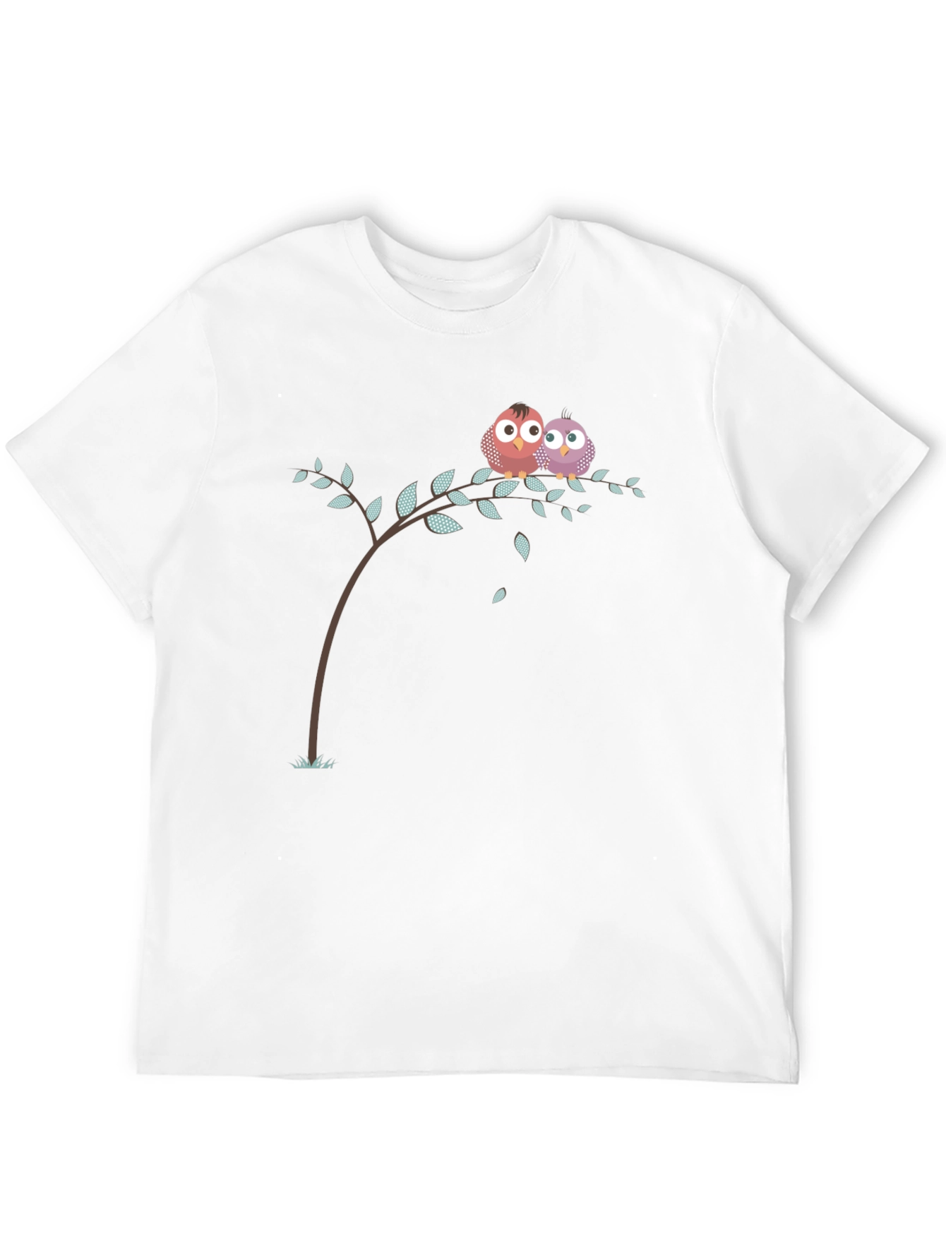 Black Cute Owl Couple on Branch Black T-Shirt view 12