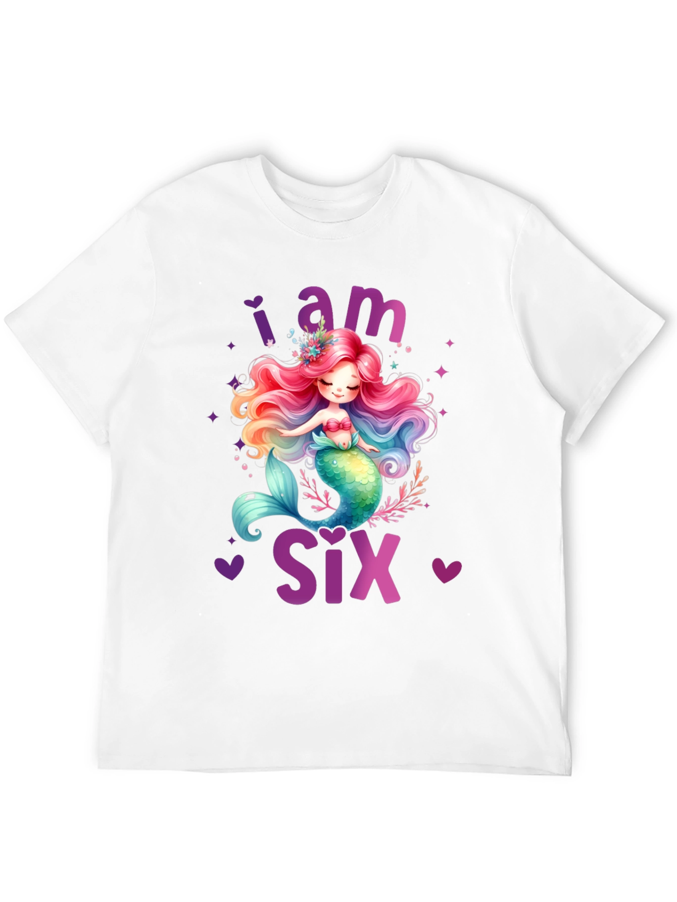 Black I am Six Mermaid Birthday T-Shirt view 12
