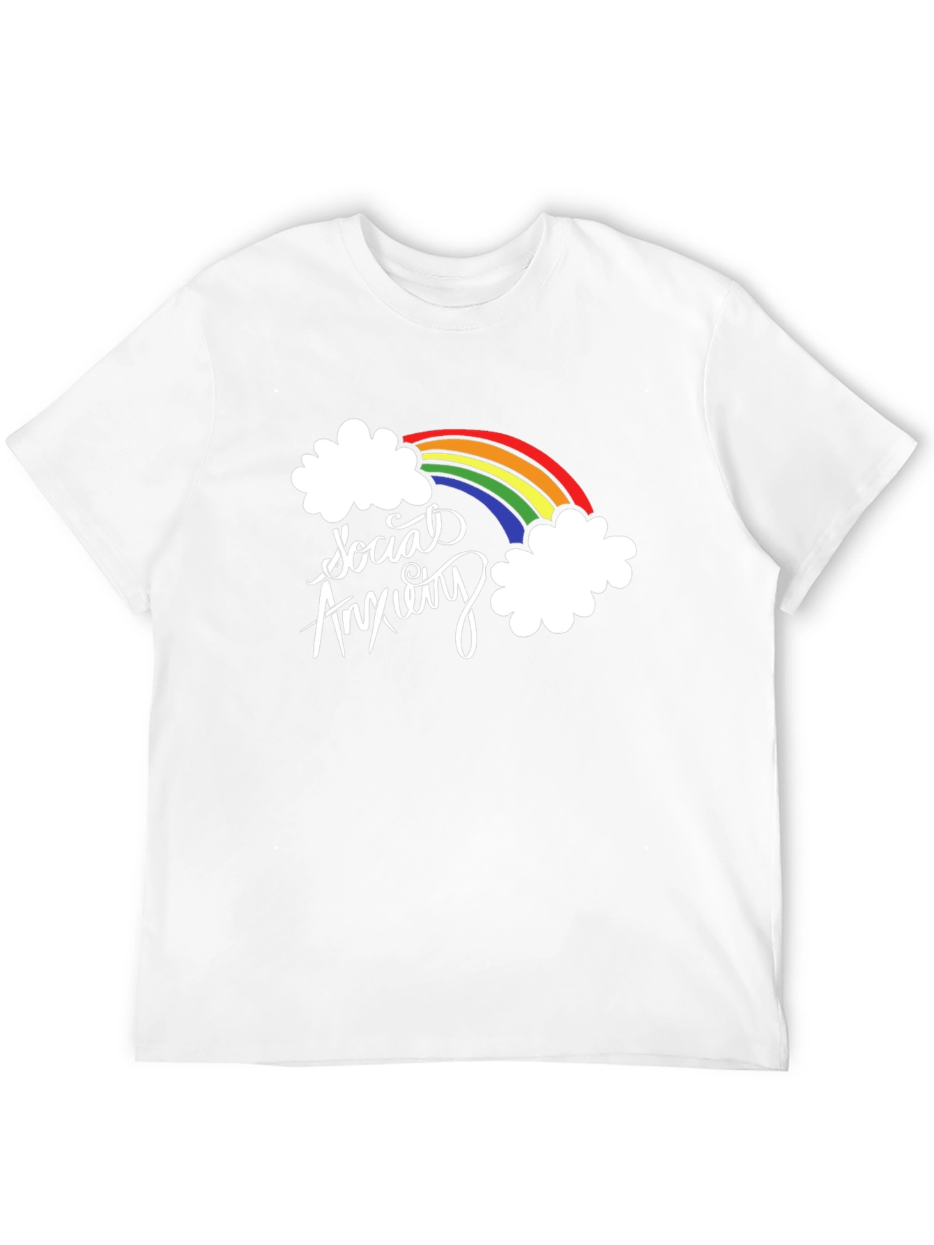 Black Social Anxiety Rainbow Graphic Black T-Shirt view 12