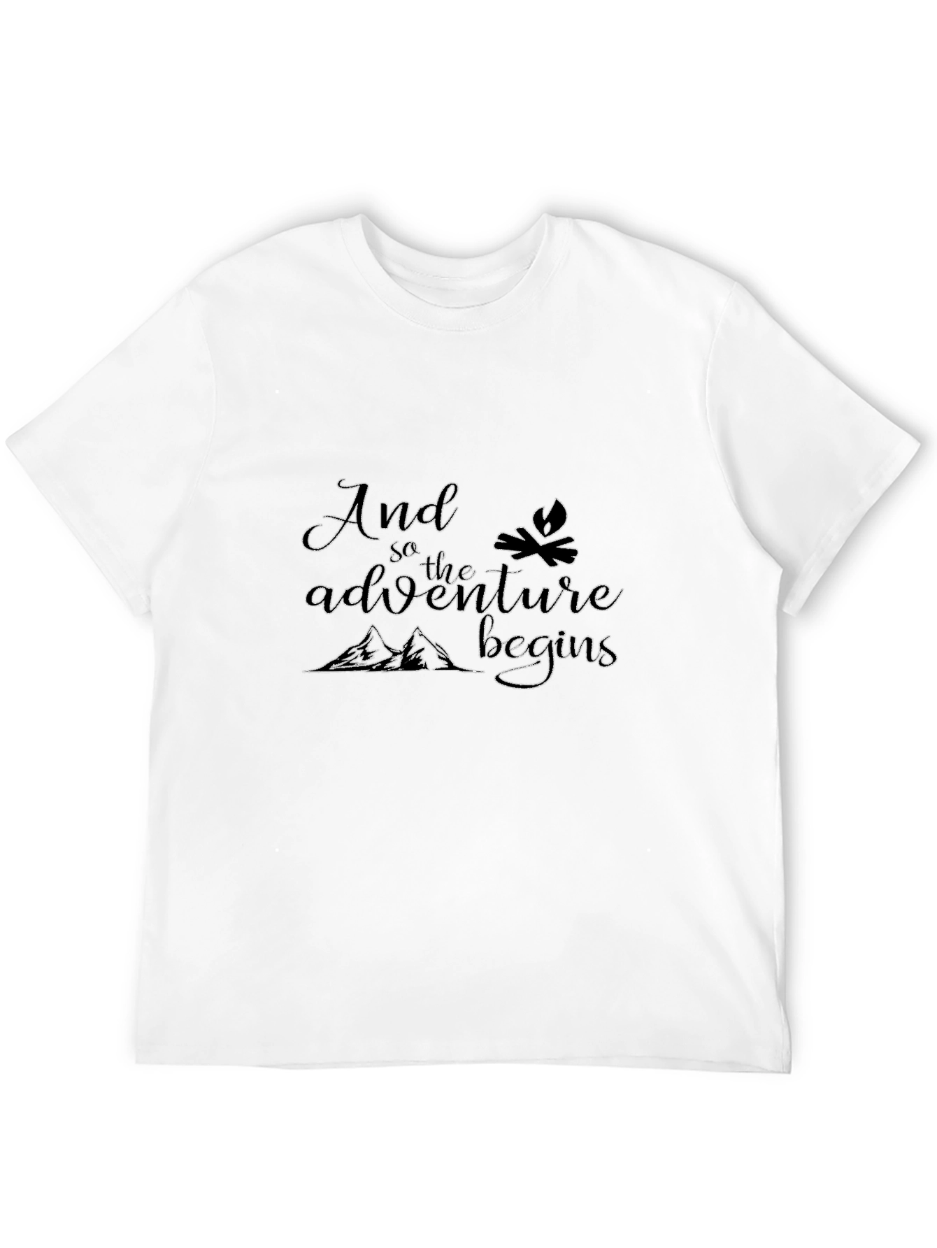 Black Adventure Begins Graphic Tee - Black Cotton T-Shirt view 12