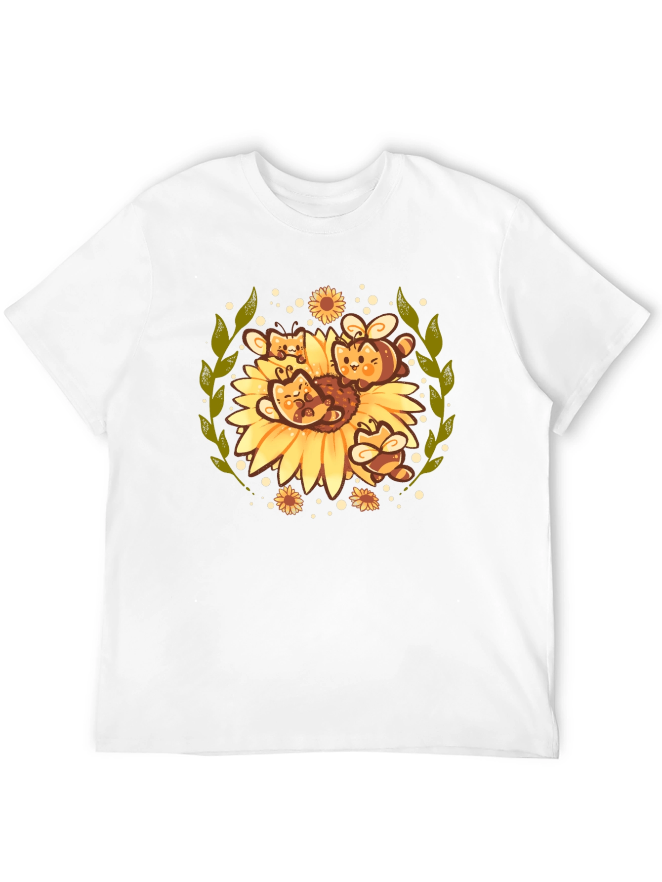 Black Cute Bee & Sunflower Graphic Tee view 12