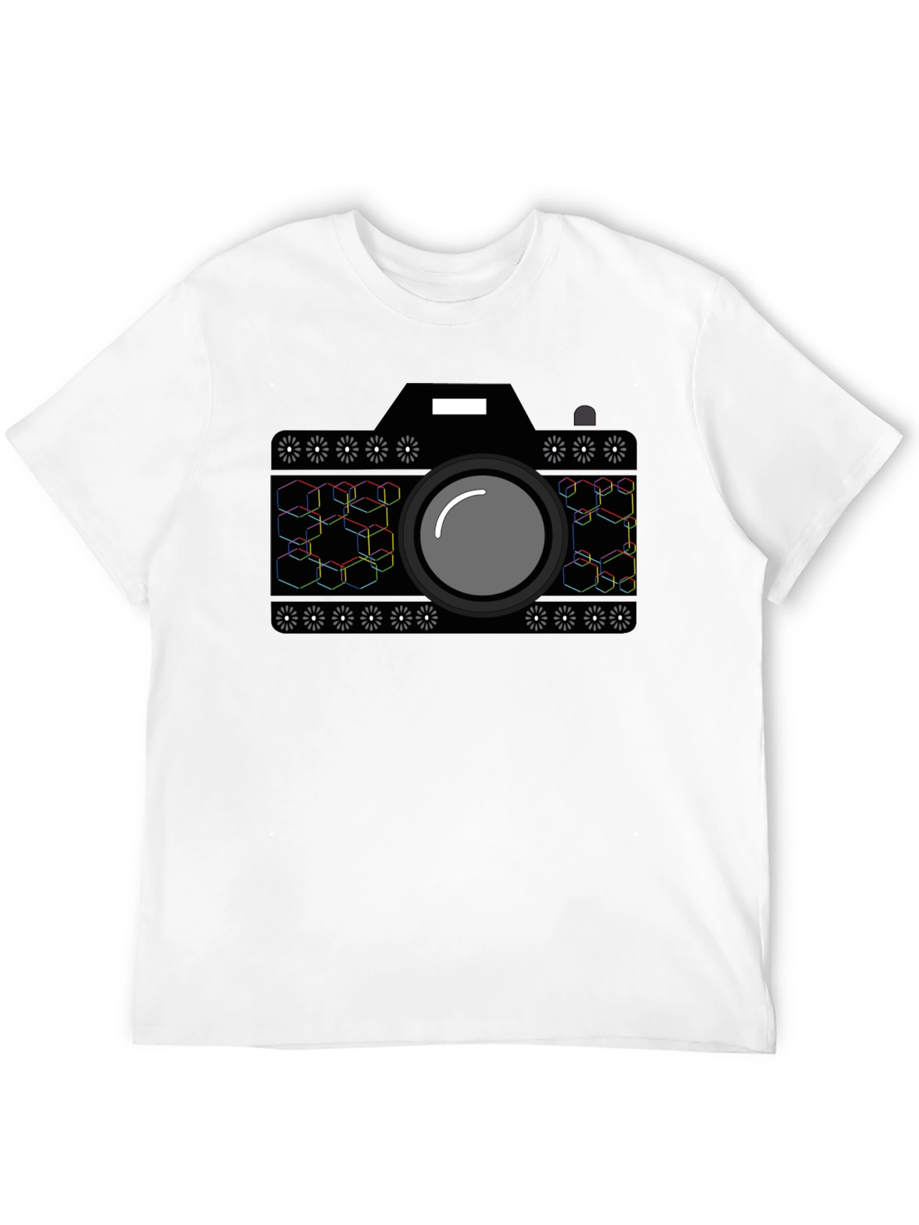 Black Geometric Camera Graphic T-Shirt - Black view 12