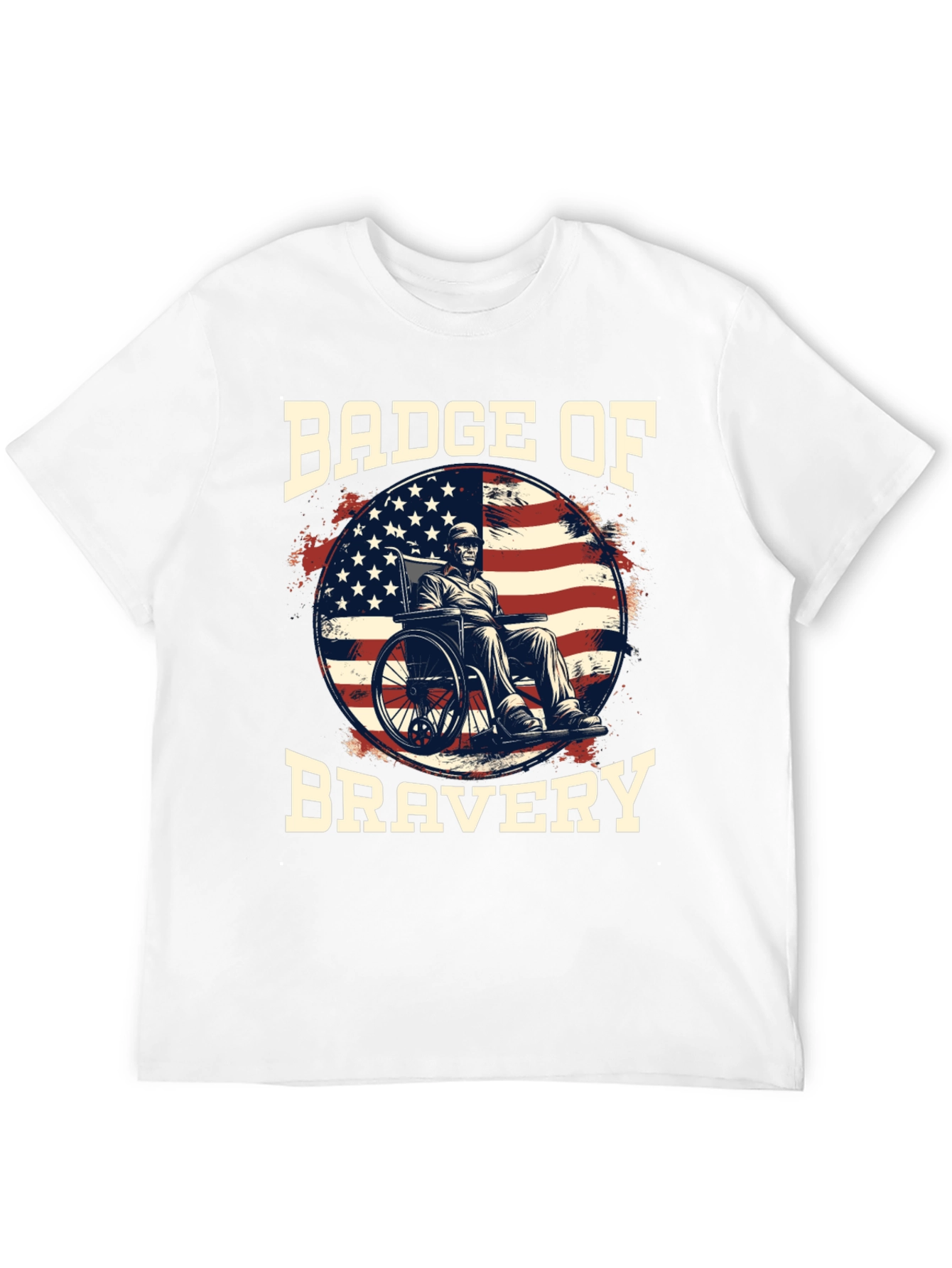 Black Badge of Bravery T-Shirt - Patriotic Veteran Design view 12