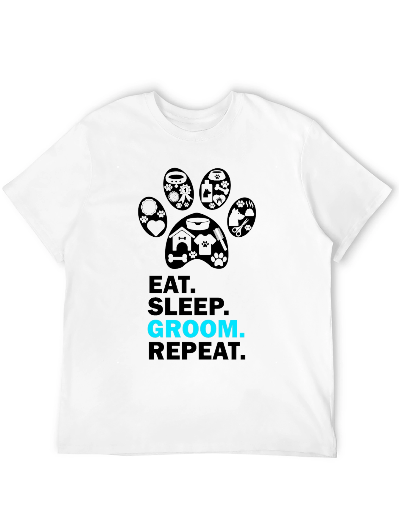 Black Eat Sleep Groom Repeat Graphic Tee view 12