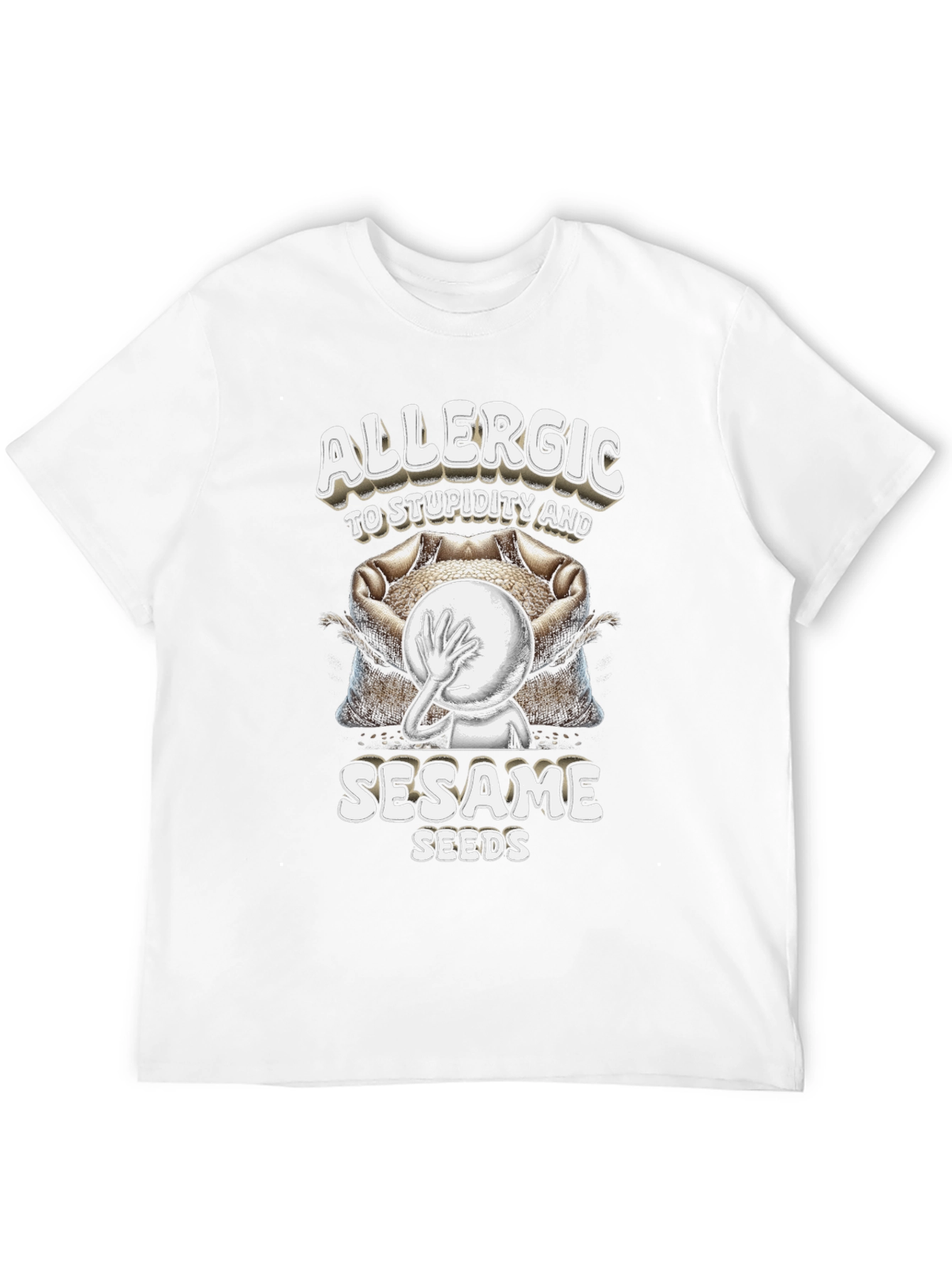 Black Allergic to Stupidity & Sesame Seeds T-Shirt view 12