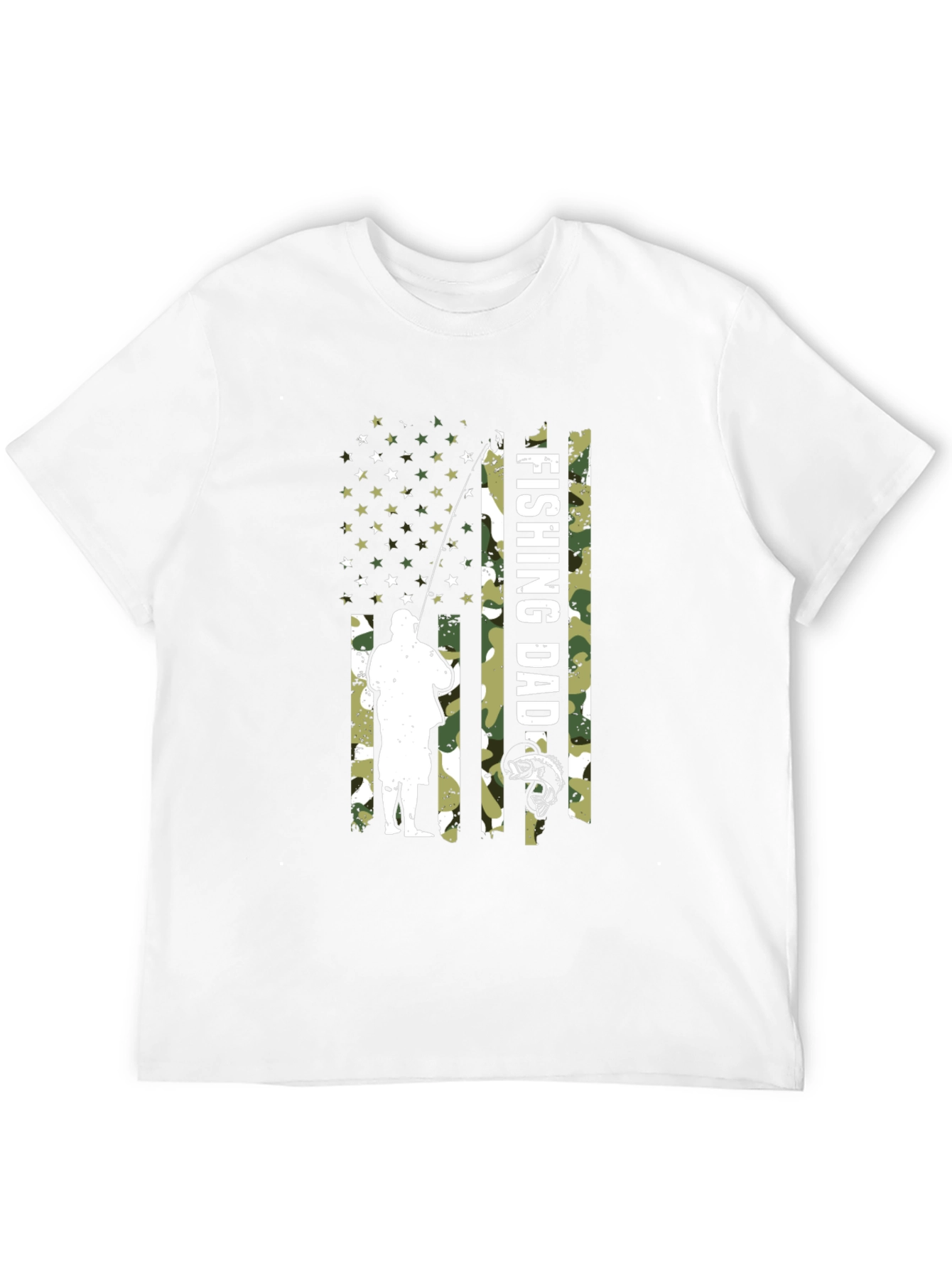 Black Fishing Dad Camo American Flag T-Shirt view 12