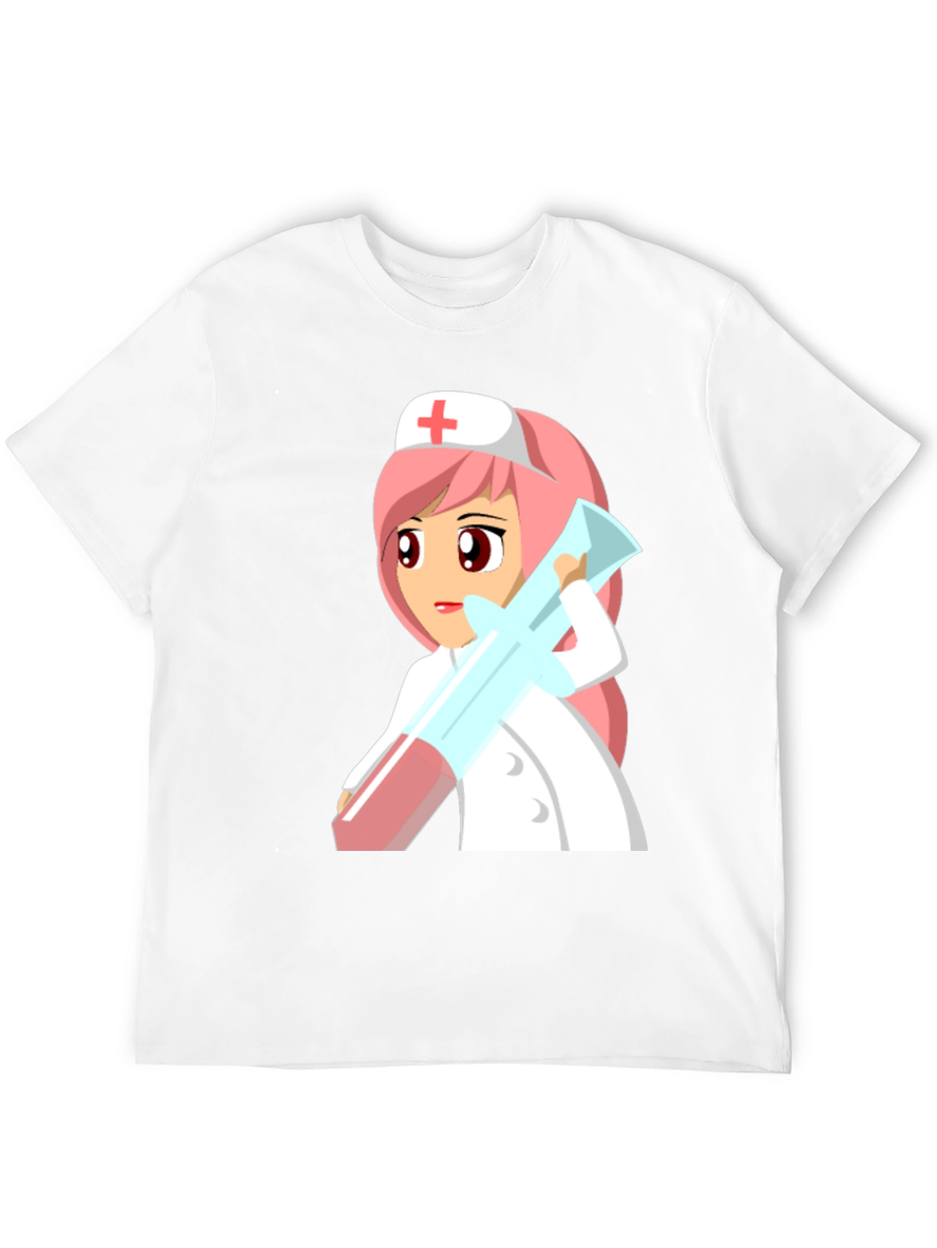 Black Cartoon Nurse Graphic Tee - Unisex Black T-Shirt view 12