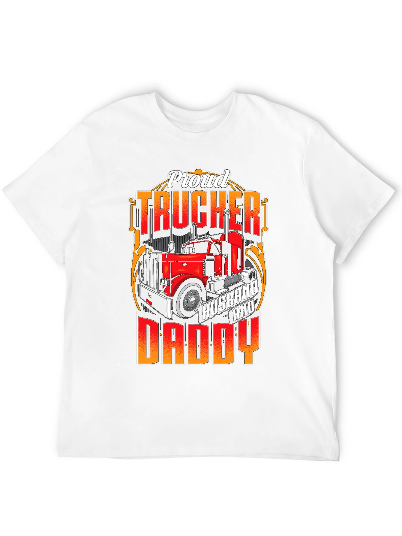 Black Proud Trucker Husband and Daddy T-Shirt view 12