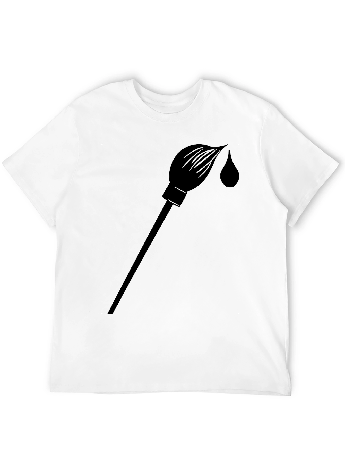 Black Paint Brush Graphic T-Shirt - Solid Black view 12