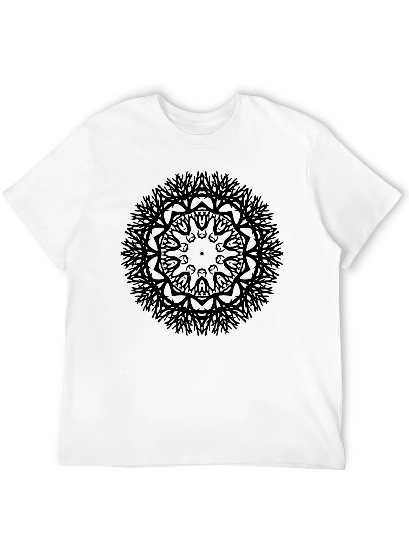 Black Men's Black Mandala Graphic Tee - Stylish & Unique Design view 12