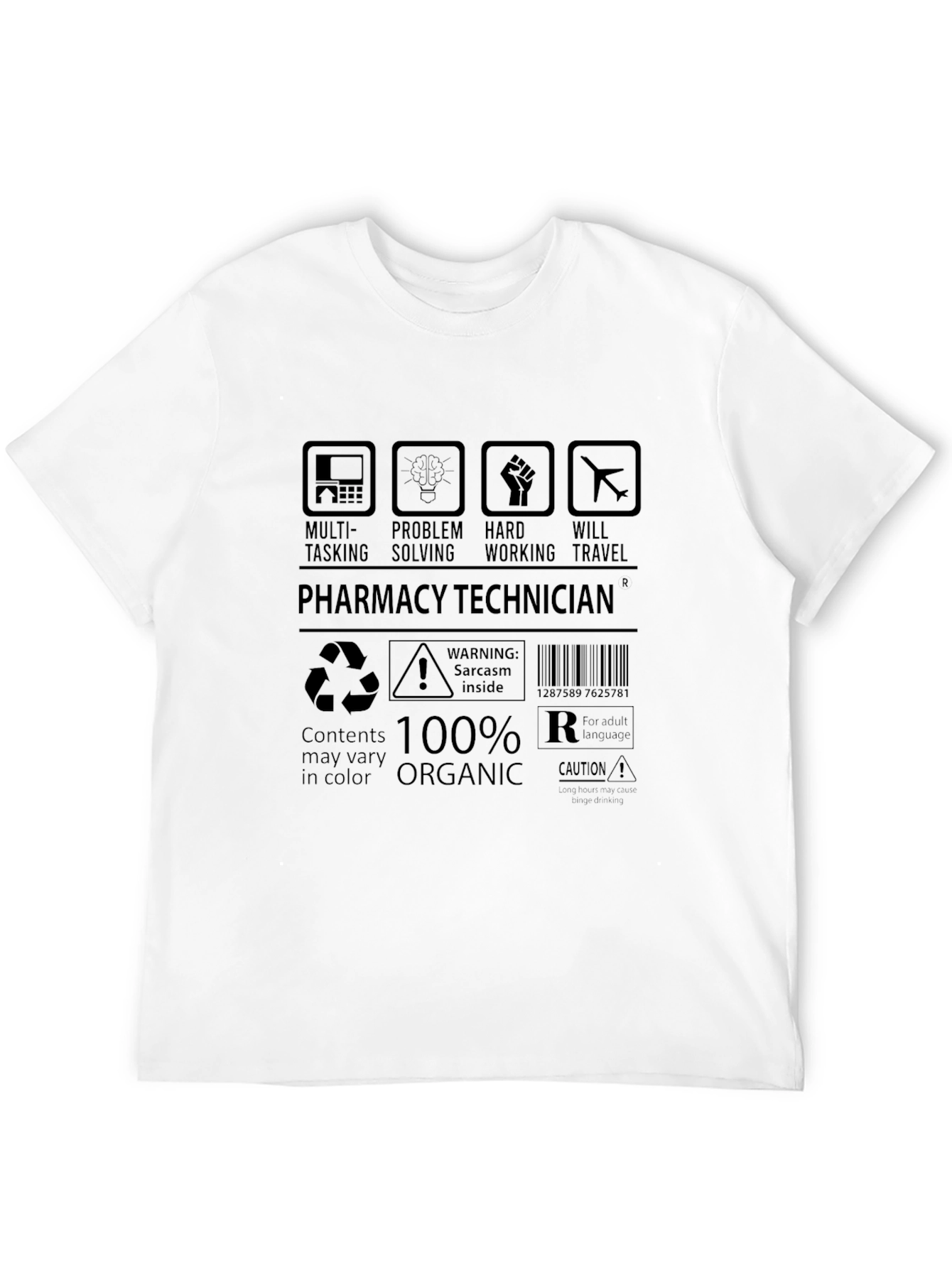 Black Pharmacy Technician Humor T-Shirt - Organic Cotton view 12