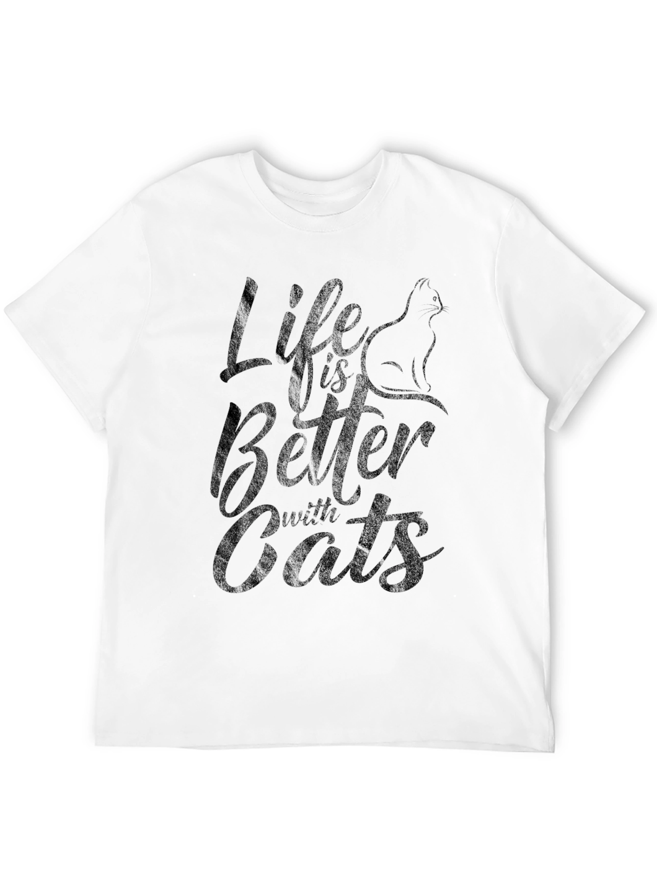 Black Life is Better with Cats Black Graphic T-Shirt view 12