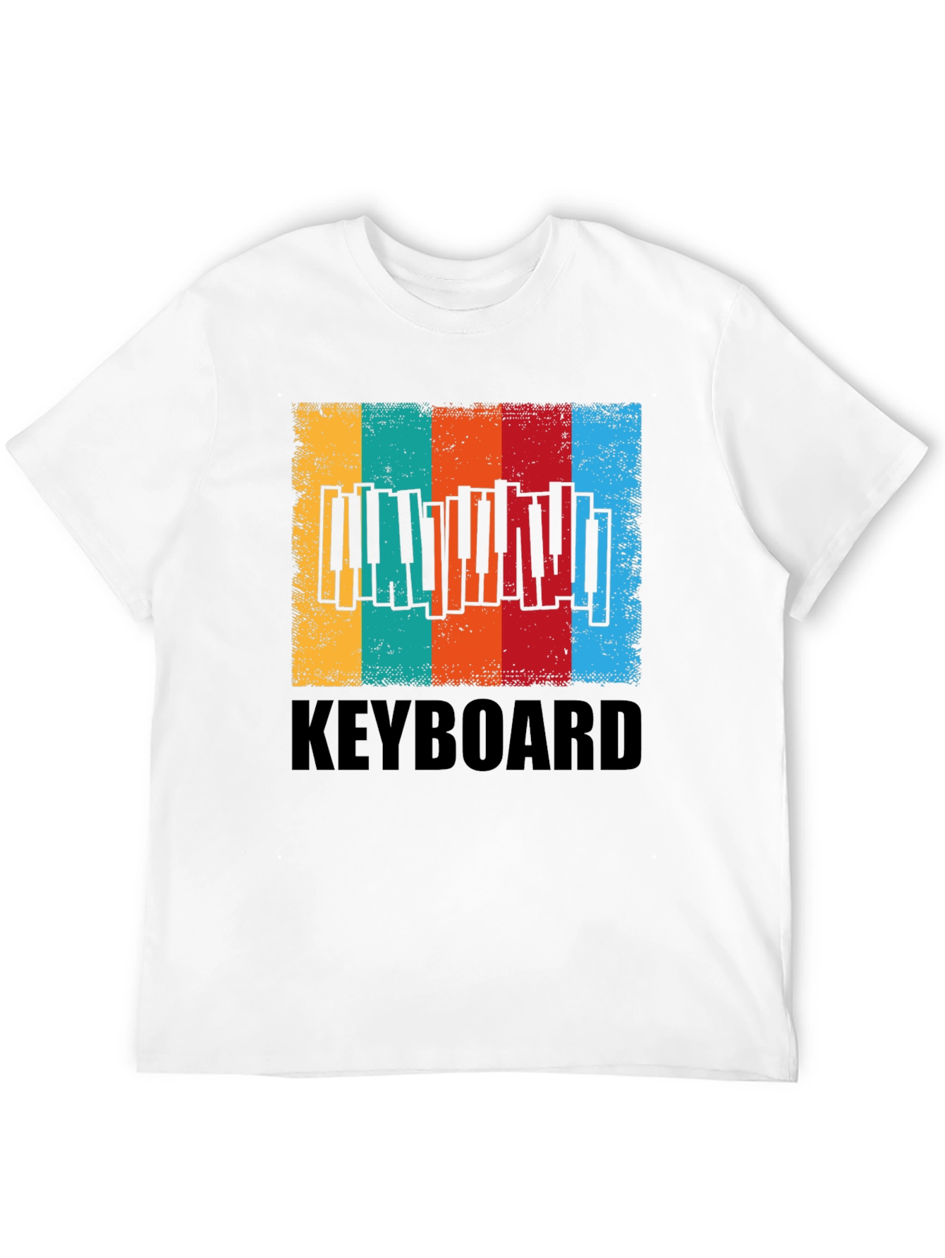 Black Vintage Keyboard Music T-Shirt view 12