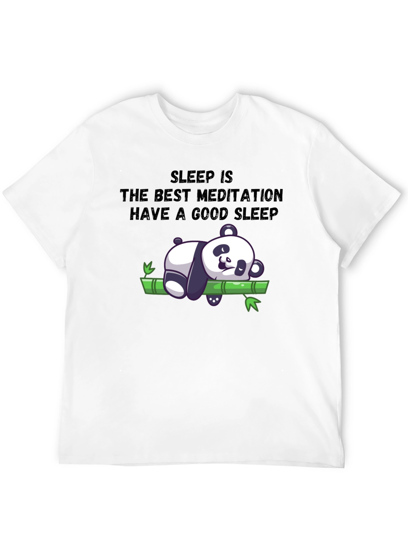 Black Sleep Meditation Panda T-Shirt - Relax & Sleep Well view 12
