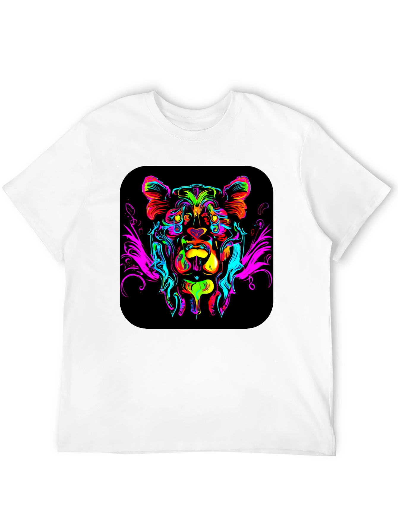 Black Vivid Lion Graphic Black T-Shirt view 12
