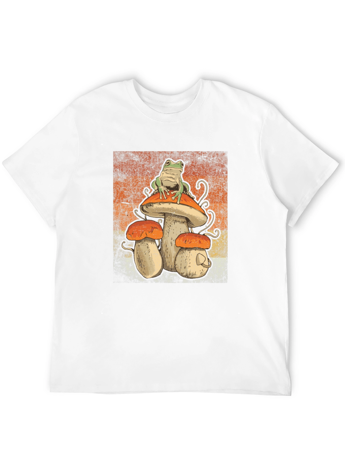 Black Retro Frog on Mushroom T-Shirt - Vintage Style view 12